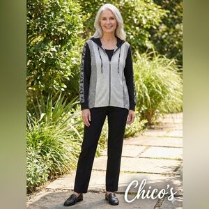 Chicos Stylish Women's Black and Gray Front zip hoodie